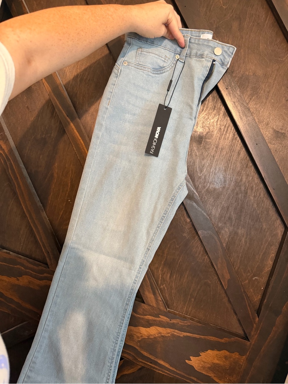 Fashion Nova Light Blue High-Rise Wide Leg Jeans